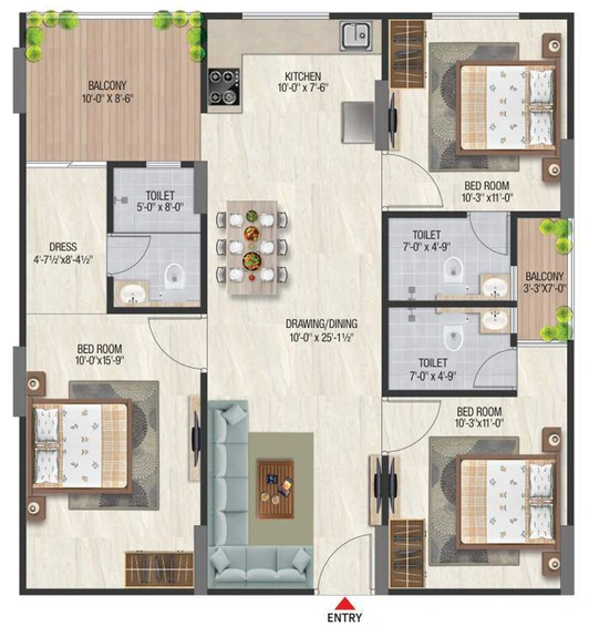 3 BHK Flat in Aradhana Bhavyaa Green Grandeur in Jagatpura, Jaipur - Image 762104