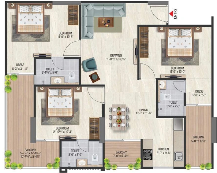 3 BHK Flat in Aradhana Bhavyaa Green Grandeur in Jagatpura, Jaipur - Image 762106