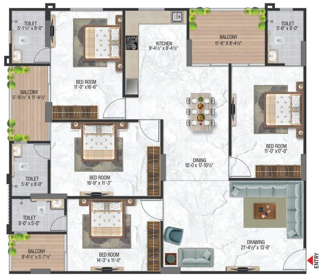 4 BHK Flat in Aradhana Bhavyaa Green Grandeur in Jagatpura, Jaipur - Image 762109