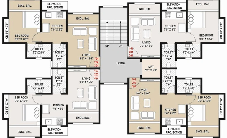 Floor Plan of Mehta Manisha Apartment in Boisar East, Palghar - Image 212282