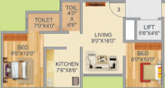 2 BHK Flat in Shree Shyam Regency 2 in Palghar, Palghar - Image 829654