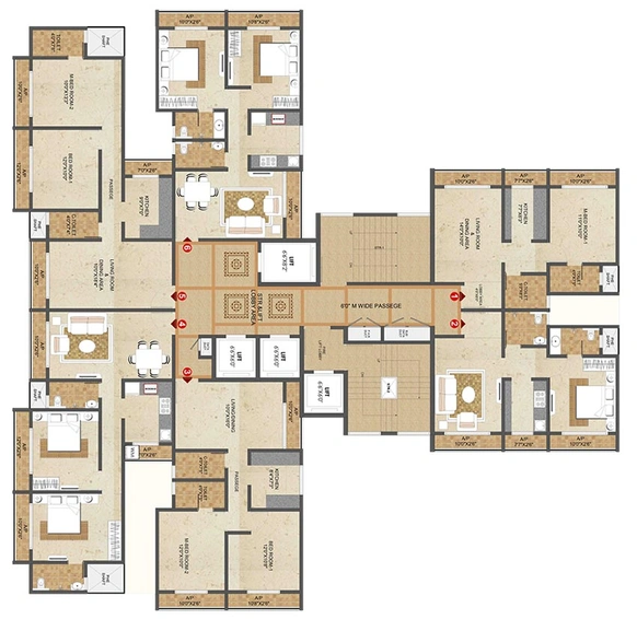 Floor Plan of Quba Unity Tower in Bhiwandi, Thane - Image 212636