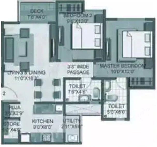 2 BHK Flat in Lodha Palava Casa Rio in Dombivli, Thane - Image 829720