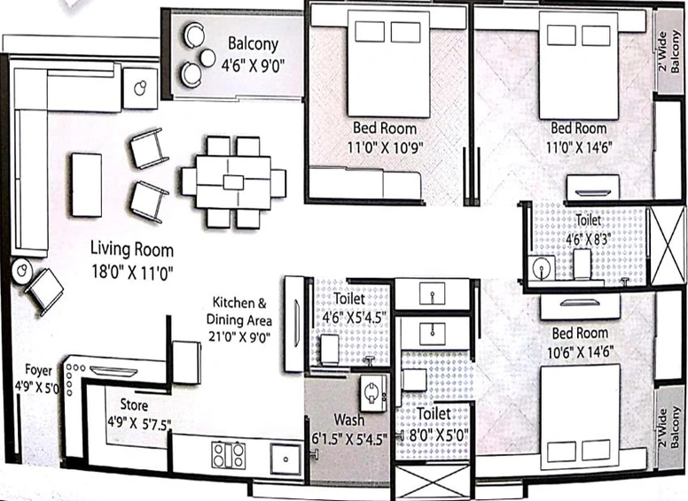 3 BHK Flat in Galaxy Heights in Chhani, Vadodara - Image 760988