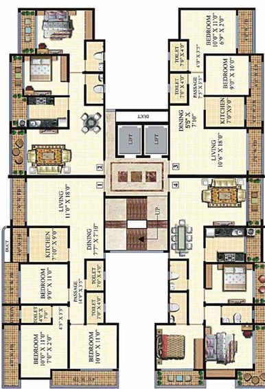 Floor Plan of Neminath Heights in Mira Road East, Thane - Image 212892