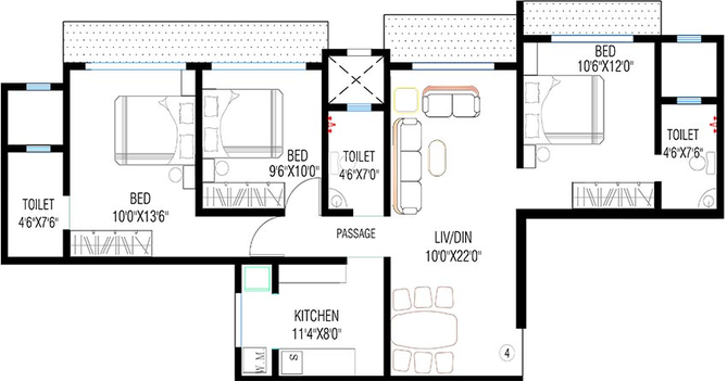3 BHK Flat in Kabra Christina in Goregaon West, Mumbai - Image 829794