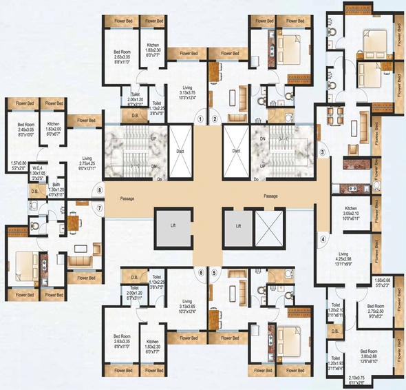 Floor Plan of Raunak Residency in Vartak Nagar, Thane - Image 213070