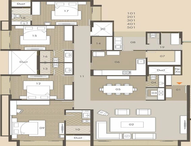 4 BHK Flat in Hallmark Icon at 42 in Alkapuri, Vadodara - Image 761227