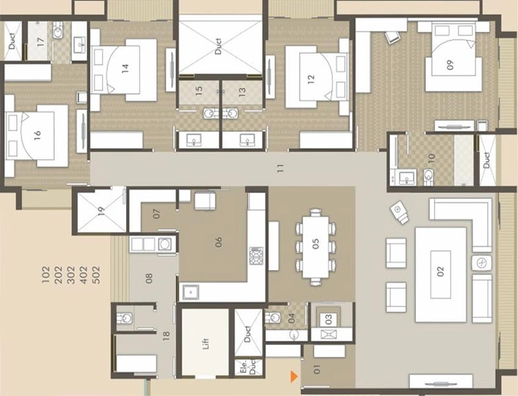 4 BHK Flat in Hallmark Icon at 42 in Alkapuri, Vadodara - Image 761226