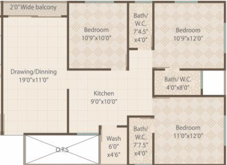3 BHK Flat in Nisarg Palladium in Bill, Vadodara - Image 761234