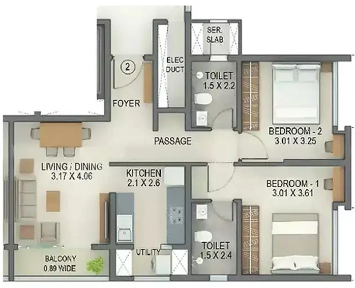 2 BHK Flat in Tata Amantra in Kalyan West, Thane - Image 829895