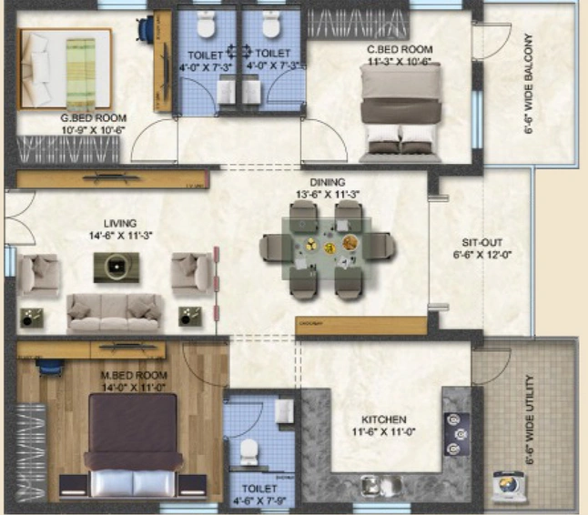 3 BHK Flat in Aaditris Empire in Kollur, Hyderabad - Image 761512