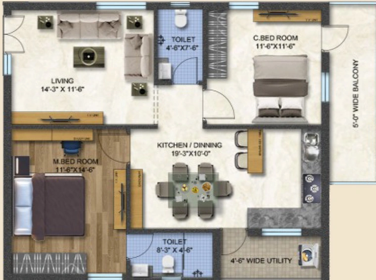 2 BHK Flat in Aaditris Empire in Kollur, Hyderabad - Image 761511