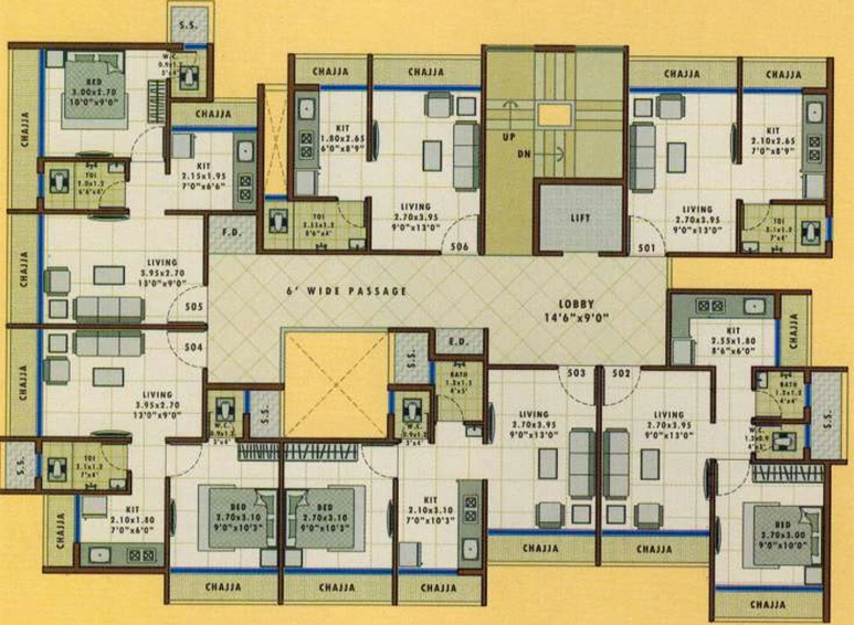 Floor Plan of Ashiana Pratik Heritage in Panvel, Navi Mumbai - Image 213596