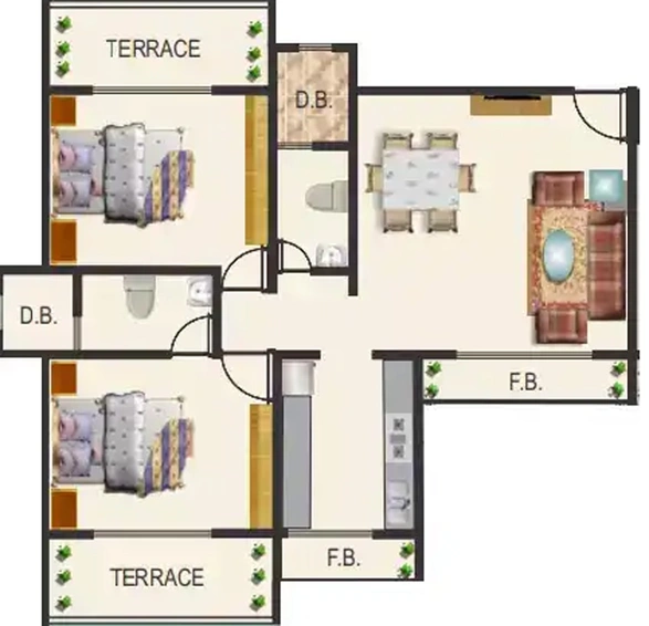 2 BHK Flat in Balaji Heights in Kharghar, Navi Mumbai - Image 830003