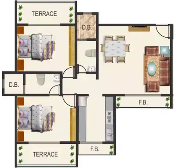 2 BHK Flat in Balaji Heights in Kharghar, Navi Mumbai - Image 830004