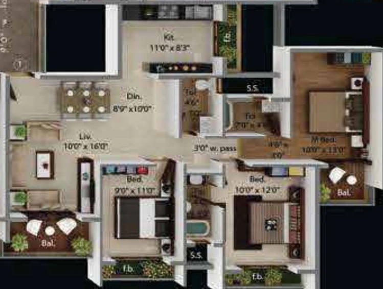 3 BHK Flat in Today Euphoria in Ulwe, Navi Mumbai - Image 830016