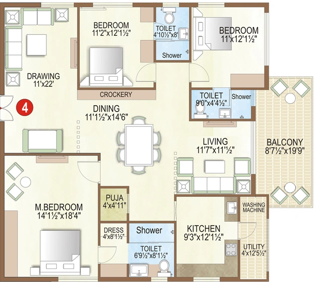 3 BHK Flat in Rasun Elysian in Hafeezpet, Hyderabad - Image 761593