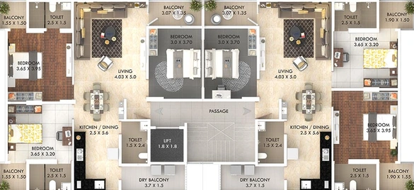 Floor Plan of Rajendra Cherish Apartment in Nigdi, Pune - Image 213880