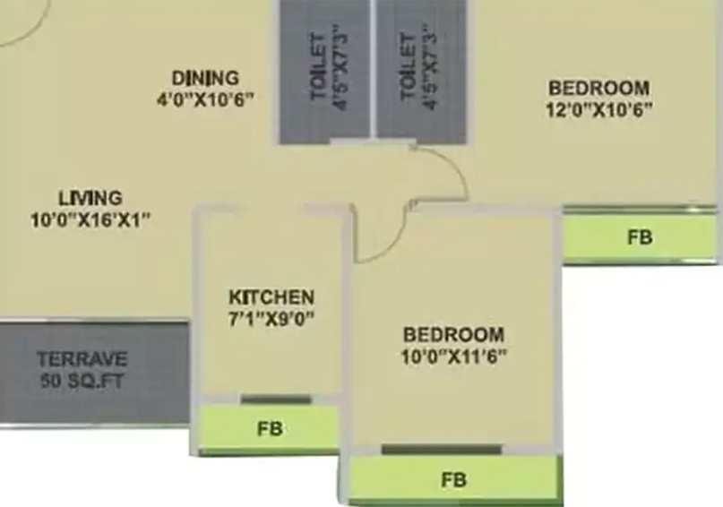 2 BHK Flat in Bhairaav Goldcrest Residency in Ghansoli, Navi Mumbai - Image 830127