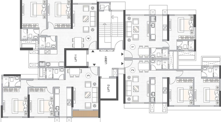 Floor Plan of MS Courtyard in Santacruz East, Mumbai - Image 214201