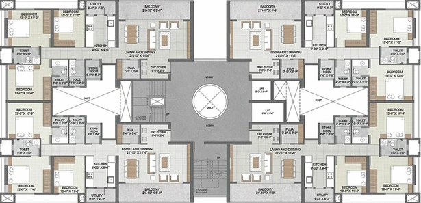 Floor Plan of Dhatrak Priyanka Blossom in Gangapur Road, Nashik - Image 214382
