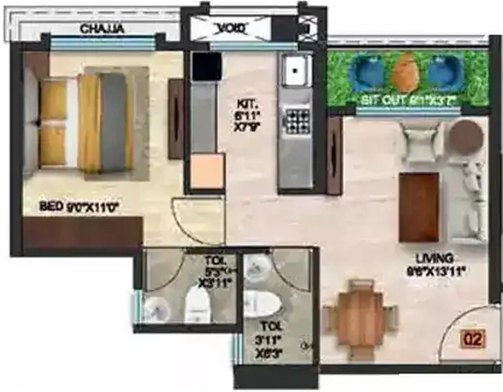 1 BHK Flat in Qualcon Mantram Solacia in Panvel, Navi Mumbai - Image 830199