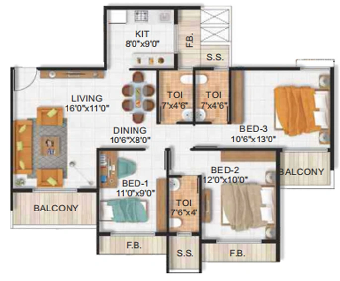 3 BHK Flat in Platinum Escaso in Ulwe, Navi Mumbai - Image 830269