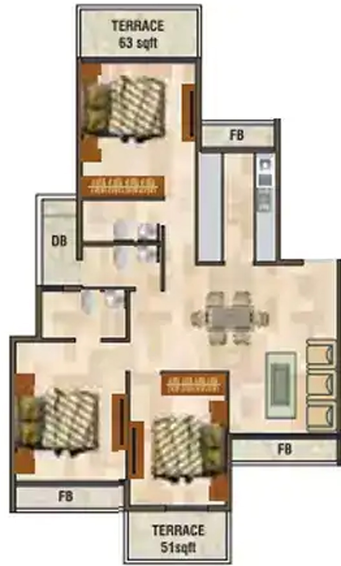 3 BHK Flat in Satyam Mayfair in Ulwe, Navi Mumbai - Image 830361