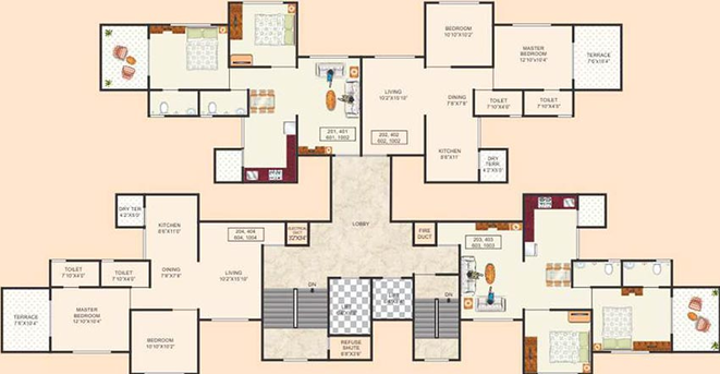 Floor Plan of Sonigara Indraprabha in Kiwale, Pune - Image 215007
