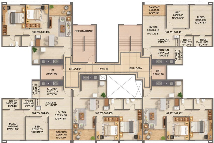 Floor Plan of Kumar Palaash in Wadgaon Sheri, Pune - Image 117888
