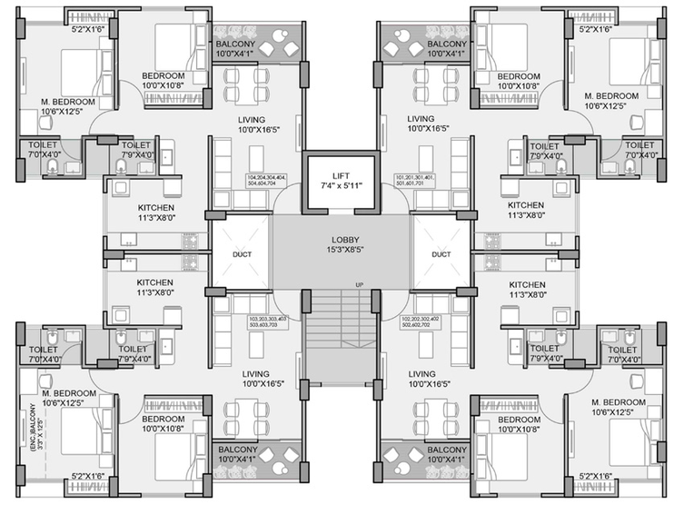 Floor Plan of Central Park Residences C1 in Moshi, Pune - Image 215602