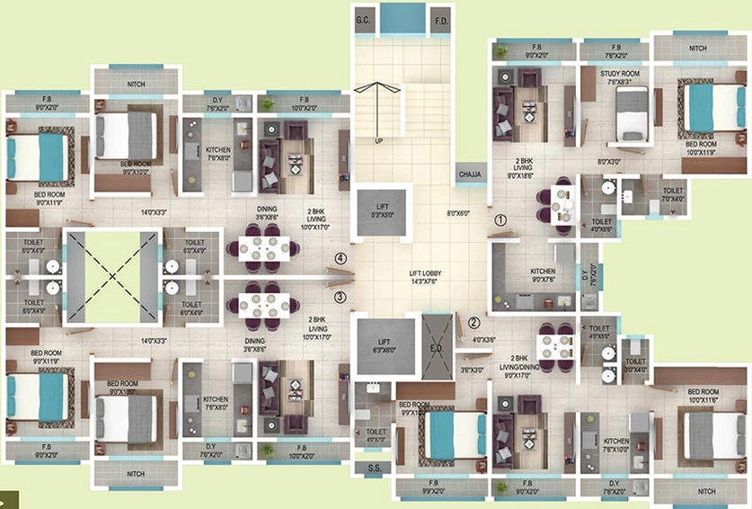 Floor Plan of Ekta Regent Park in Virar West, Palghar - Image 215902