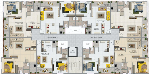 Floor Plan of Monaarch Le Papillon in Manjari Khurd, Pune - Image 216276