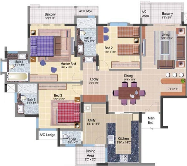 3 BHK Flat in Prestige Neptunes Courtyard in Marine Drive, Kochi - Image 830742