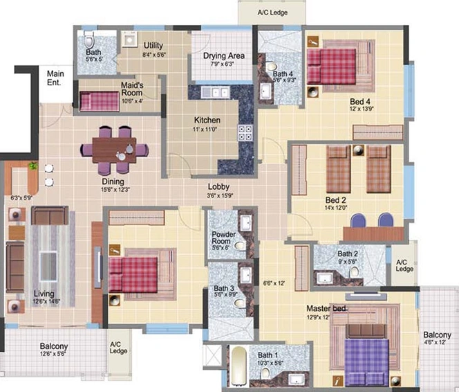 4 BHK Flat in Prestige Neptunes Courtyard in Marine Drive, Kochi - Image 830745