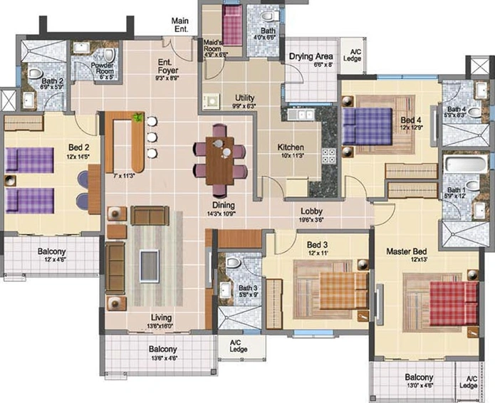4 BHK Flat in Prestige Neptunes Courtyard in Marine Drive, Kochi - Image 830746