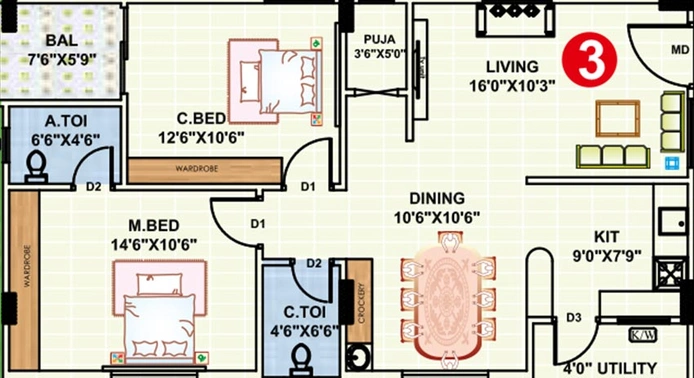 2 BHK Flat in AR Park Pride in Gundlapochampalli, Hyderabad - Image 830747