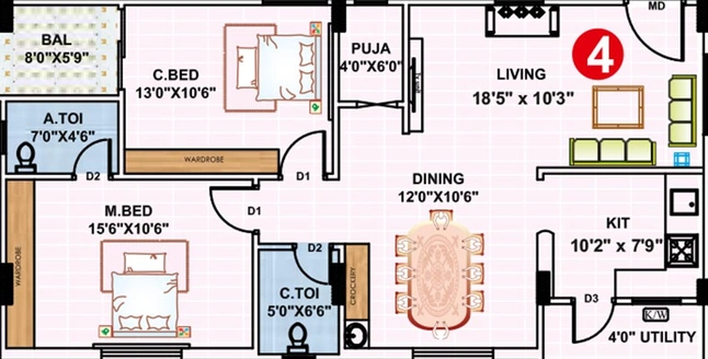 2 BHK Flat in AR Park Pride in Gundlapochampalli, Hyderabad - Image 830748