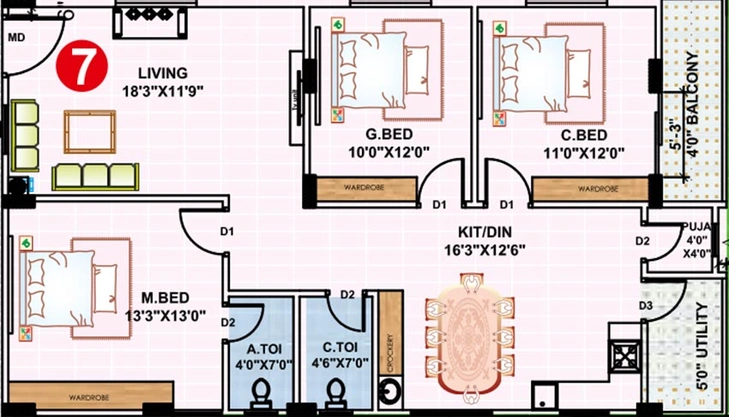 3 BHK Flat in AR Park Pride in Gundlapochampalli, Hyderabad - Image 830749