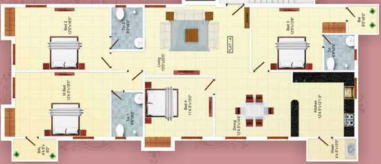 4 BHK Flat in India Celesta in Vepery, Chennai - Image 830805