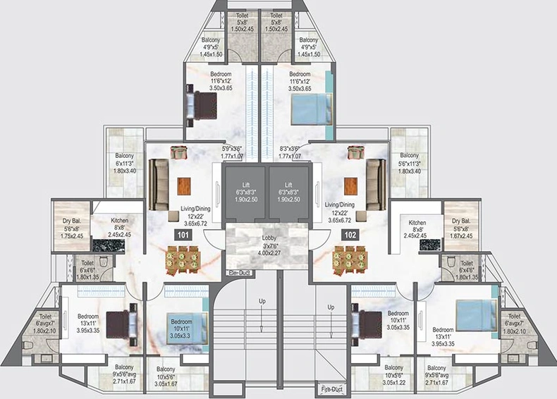 Floor Plan of Saarrthi Shimmer And Shine 2 in Sinhagad Road, Pune - Image 216567