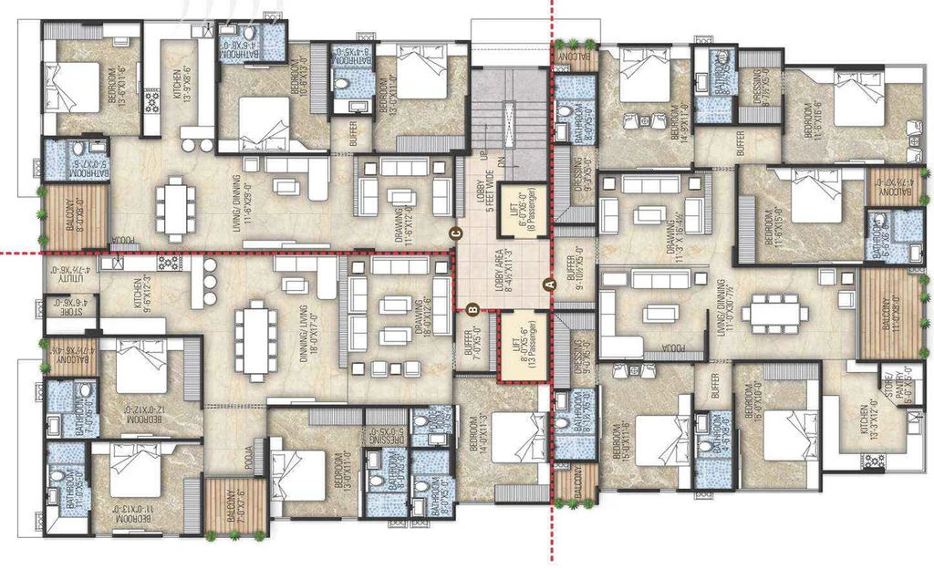 Floor Plan of Tirupati Ozone in Bani Park, Jaipur - Image 118070