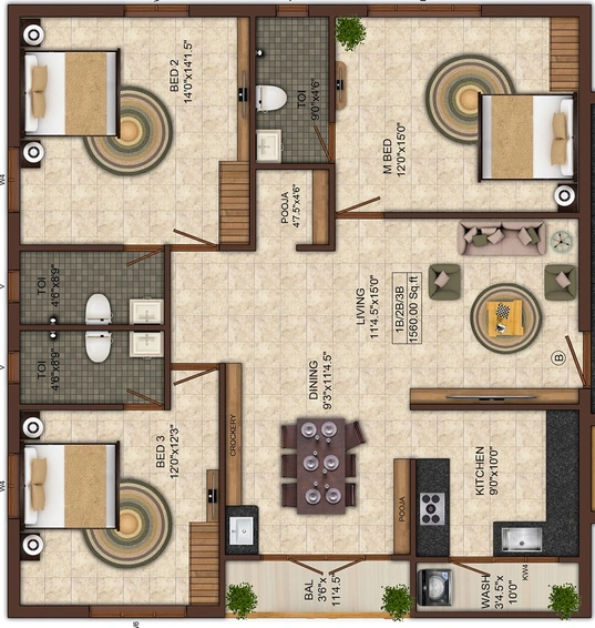 3 BHK Flat in India Chandrika in Egmore, Chennai - Image 830905