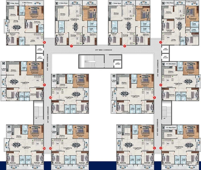 Floor Plan of Hyndava Mnk Heights in Kompally, Hyderabad - Image 216857