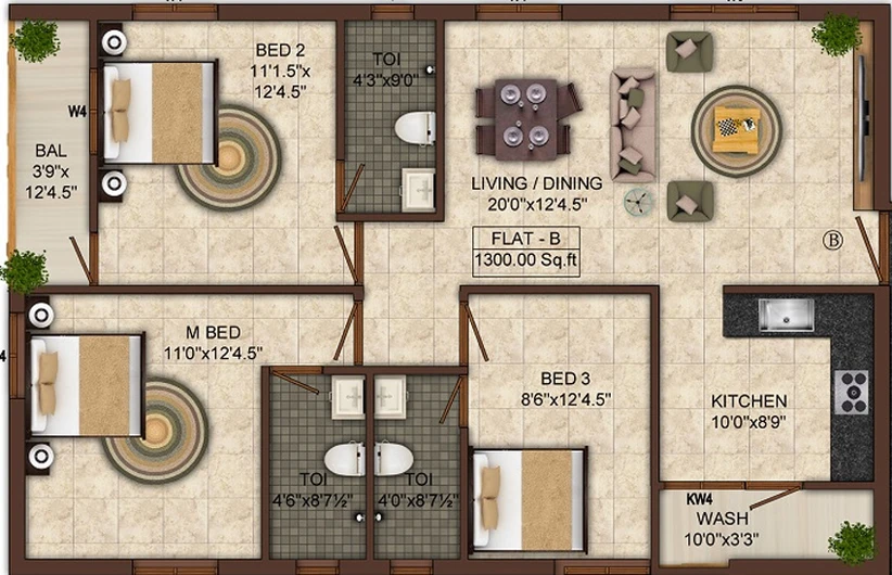 3 BHK Flat in India Sai Anbagam in Mogappair, Chennai - Image 830919