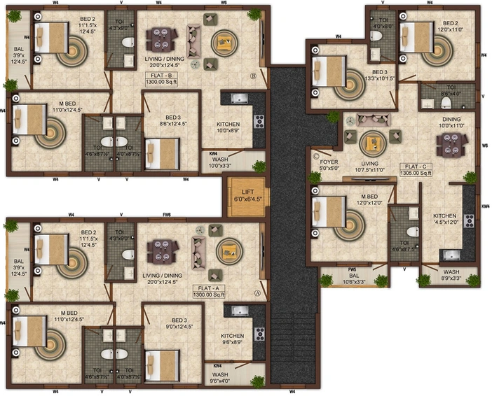 Floor Plan of India Sai Anbagam in Mogappair, Chennai - Image 216879