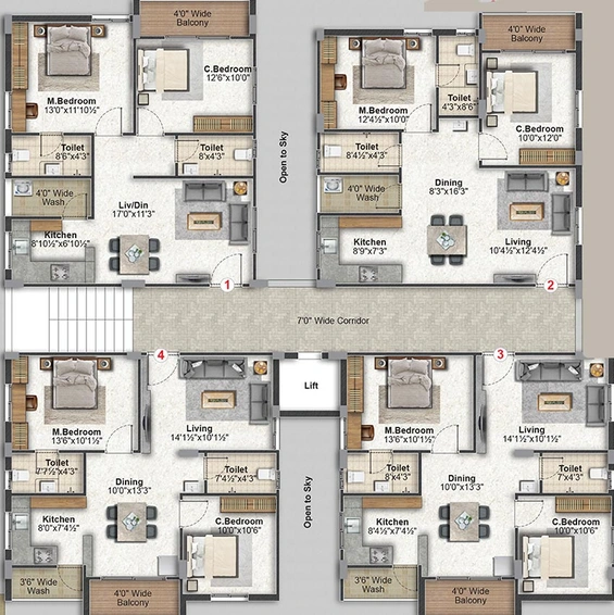 Floor Plan of Inspire Twin Diamond in Gajulramaram, Hyderabad - Image 216871