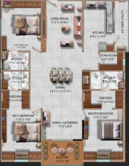 3 BHK Flat in Jyothi Serenity in Kapra, Hyderabad - Image 830926