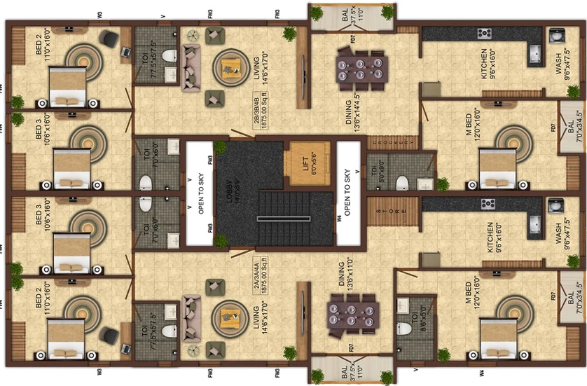 Floor Plan of India Nakshatra in Anna Nagar, Chennai - Image 216976